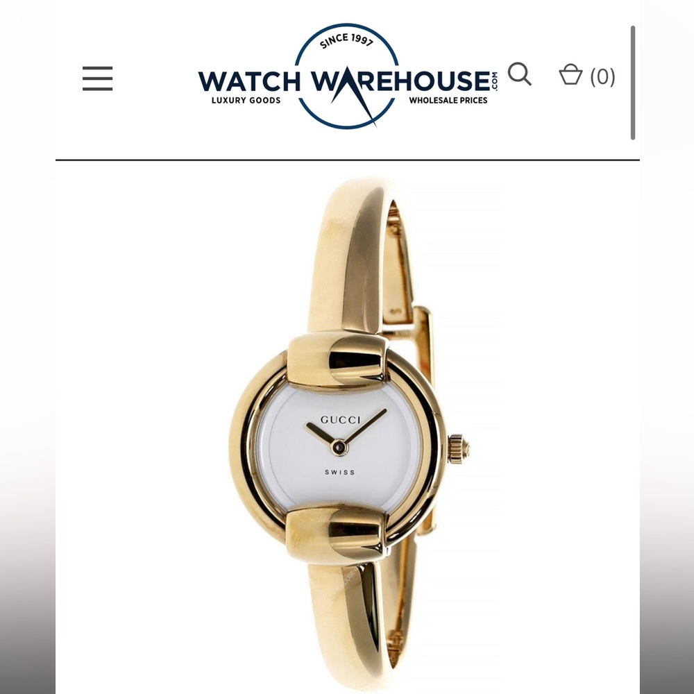 GUCCI Petite S-Steel White Dial Gold Women's Bangle Watch 1400L-0089034